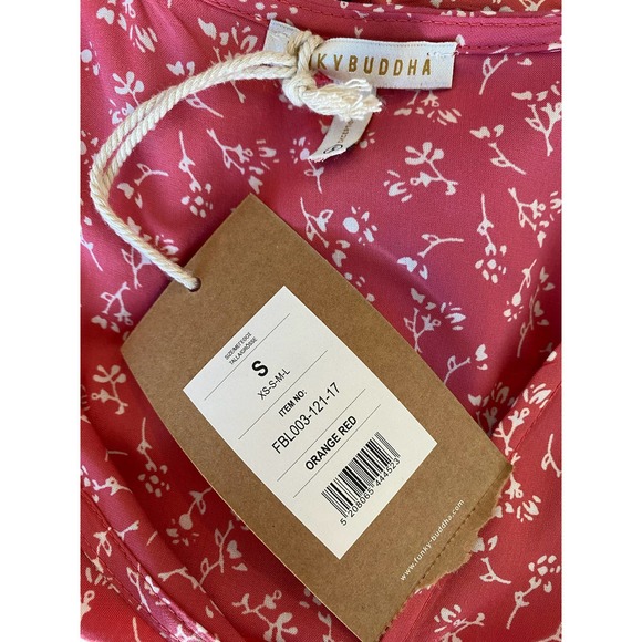 Funky Buddha Orange Red Cropped Floral Top - Picture 3 of 3